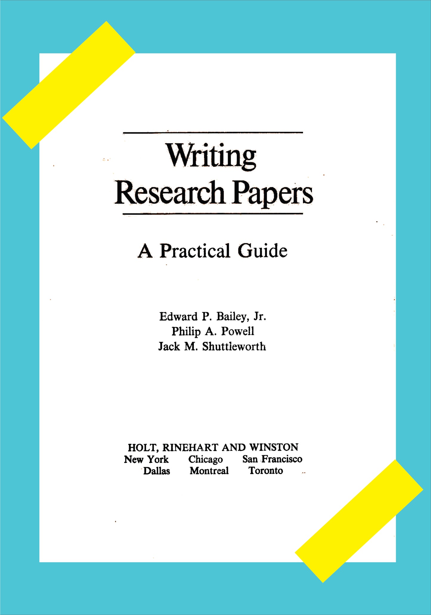 Writing Research Papers. 1st edition